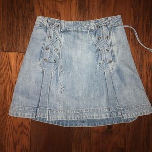 Free People Lace-Up Jean Skirt